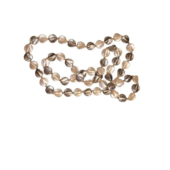 Faux Pearl Necklace Endless Gray White  32" - Picture 1 of 2